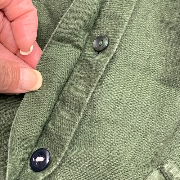 Apostrophe Womens Long Sleeve Linen Button-Down Shirt Olive Green Casual Size 10 - Picture 5 of 7